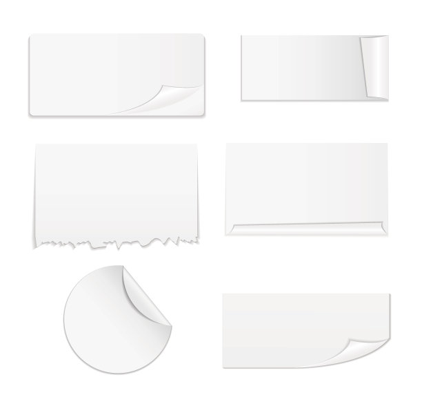 一套白纸贴纸孤立的背景。Vecto图片下载