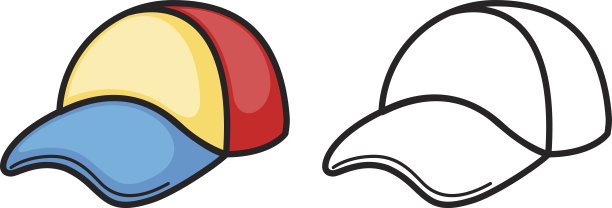 彩色和黑白帽子着色书图片下载