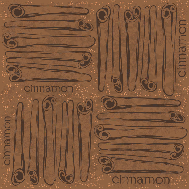 无缝模式与肉桂棒。手绘矢量插图。图片下载