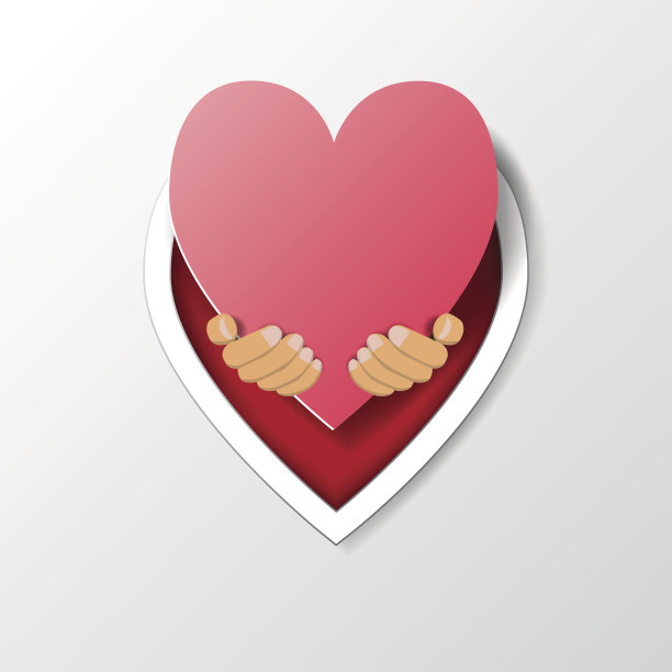 粉红色的心牵手。图片下载