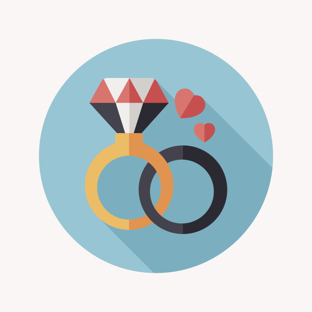 情人节钻石戒指的长影子图标，eps10图片下载