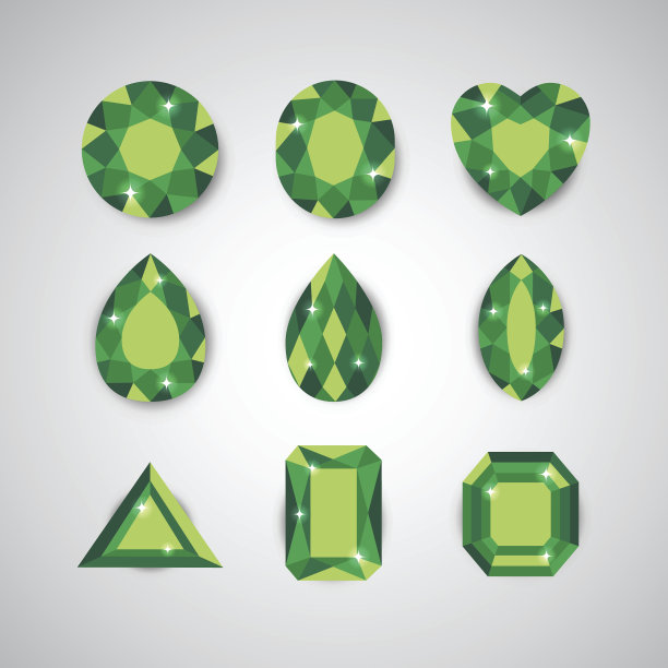 绿色钻石和红宝石矢量图标图片下载