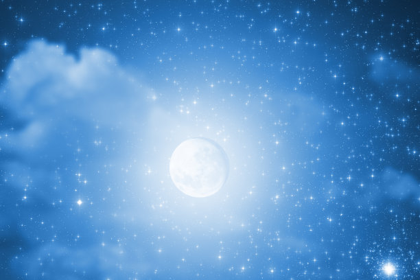 月亮，云彩和星星图片下载