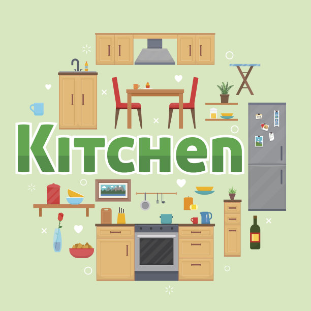 配有家具的厨房。图片下载