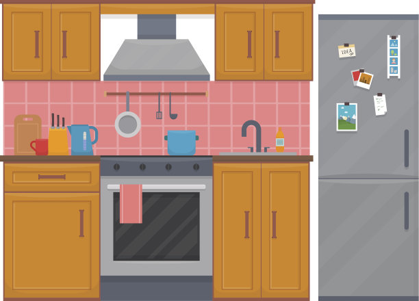 配有家具的厨房。图片下载