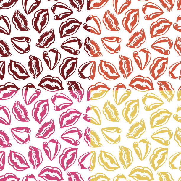 一组矢量无缝模式与彩色嘴唇图片下载