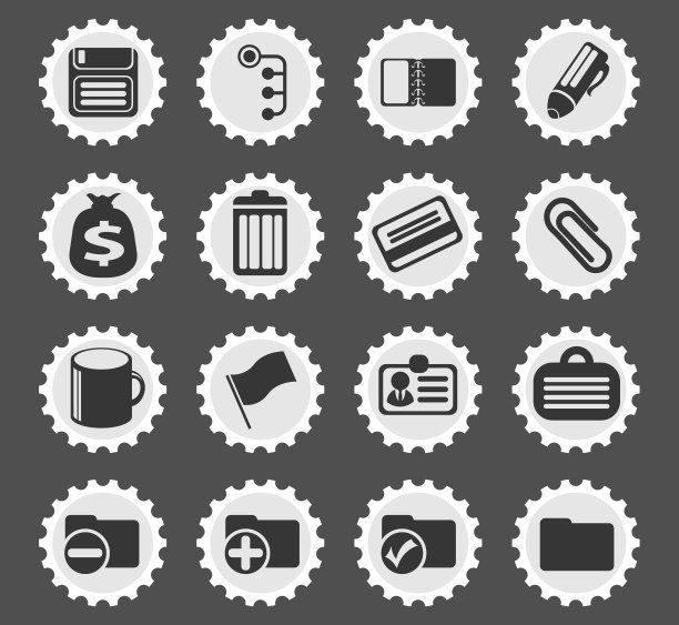 办公简约矢量图标图片下载