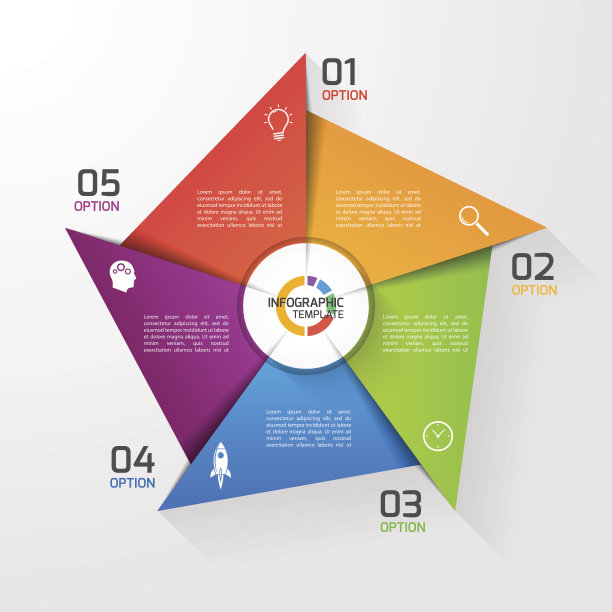 风车式圆形信息图形模板为图形、图表图片下载