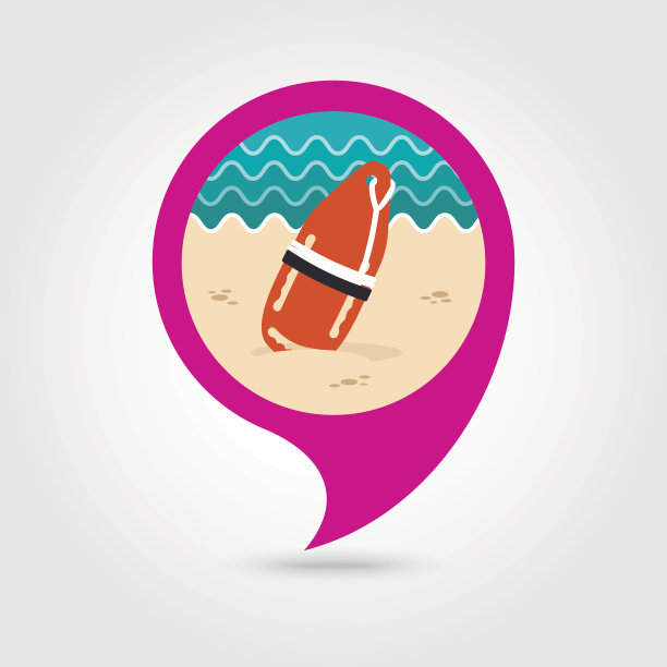 鱼雷救生员浮标图钉图图标。夏天图片下载