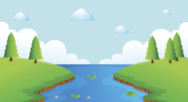 河流和树木的景色图片下载