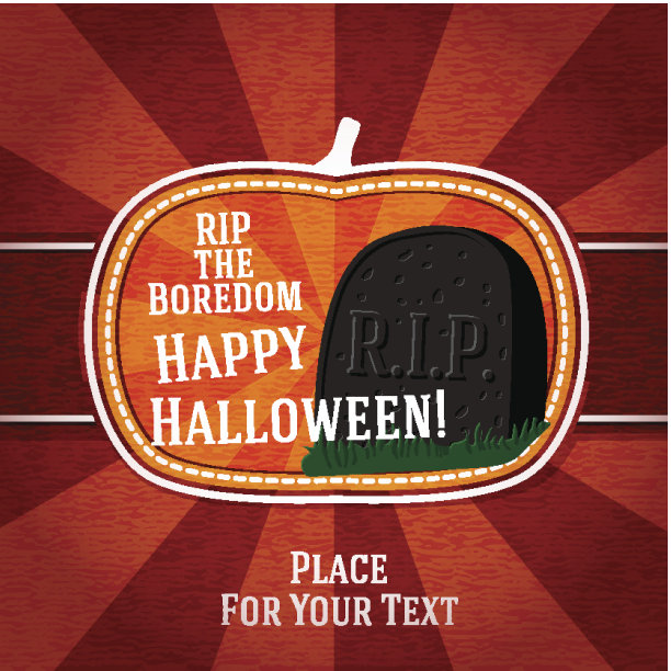 南瓜造型的复古风徽章，用黑色撕开无聊的坟墓图片下载