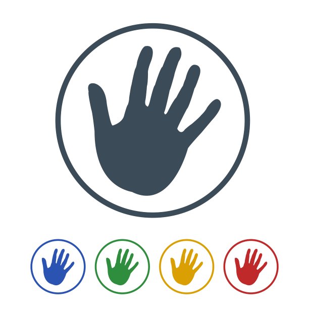 手印图标孤立在白色背景图片下载