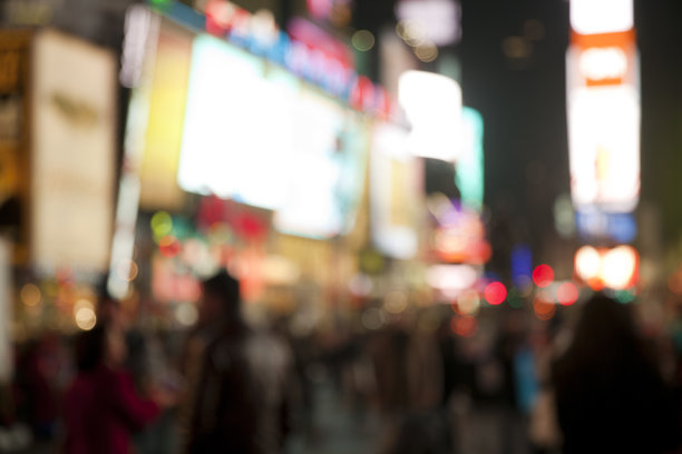 时代广场的散焦背景图片下载