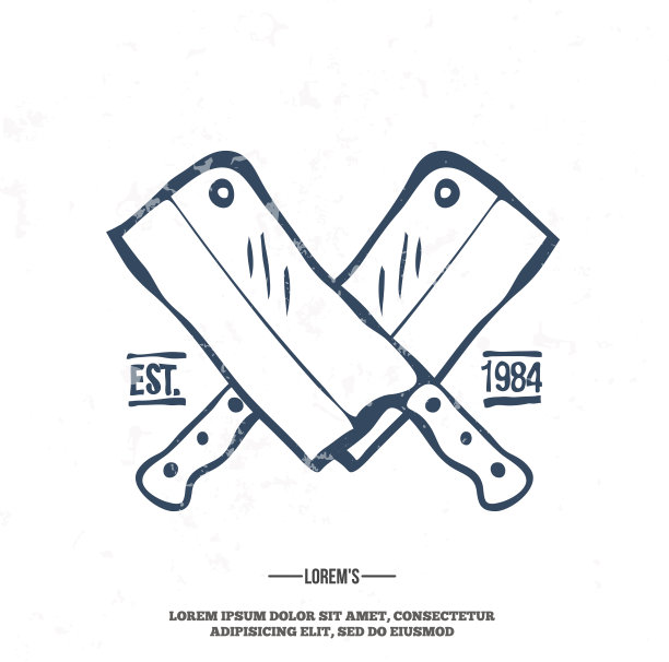 厨师复古交叉刀t恤图形打印矢量图片下载