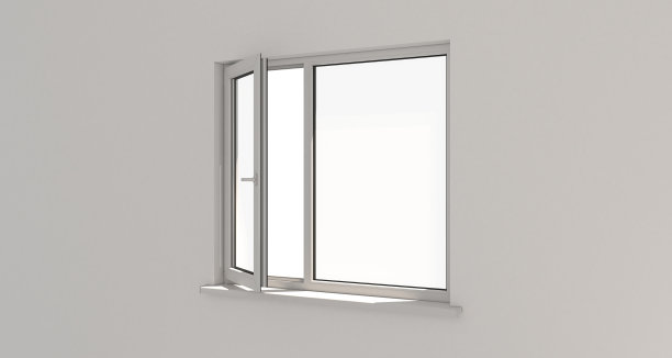 窗口。墙。铝窗。白色的窗口。Pvc窗口。图片下载