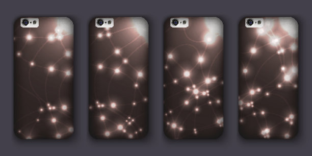 一组带有抽象散景波的手机覆盖。矢量插图。图片下载