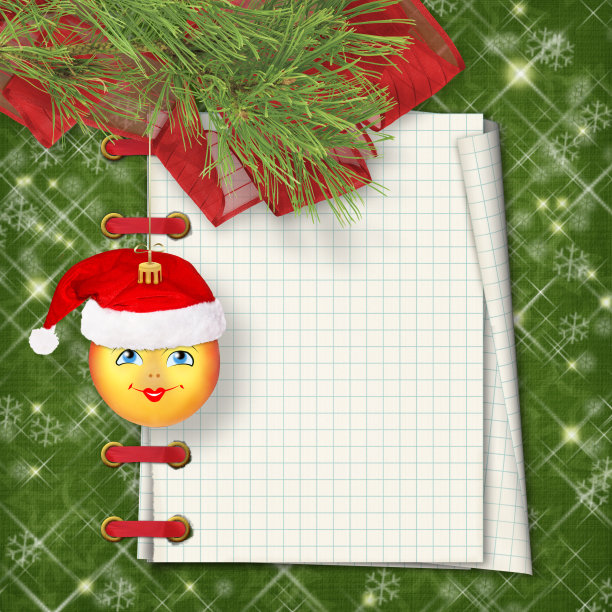 圣诞老人的帽子和松枝的圣诞球图片下载