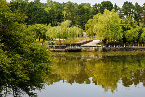 美丽的湖泊在一个植物园图片下载