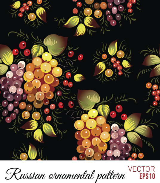 俄国Zhostovo风格的纺织花图案图片下载