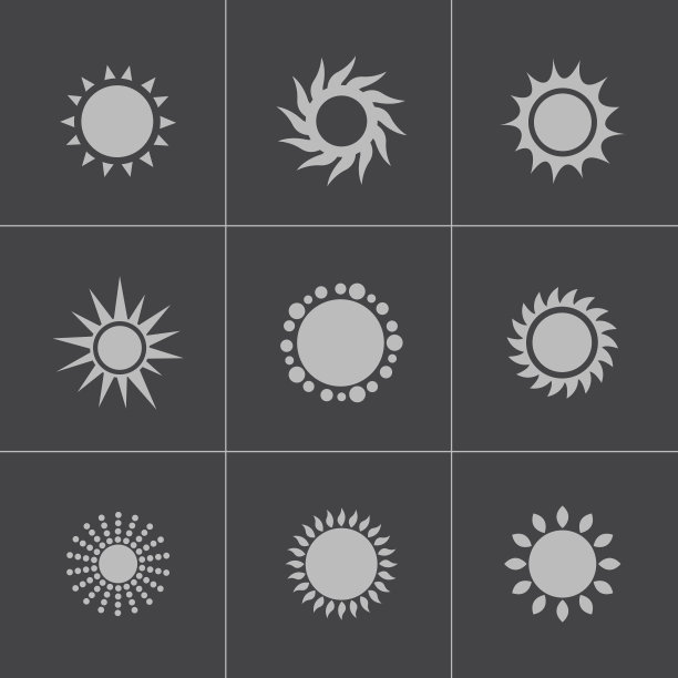 黑色太阳图标矢量图图片下载