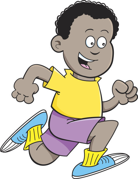 卡通非洲男孩跑步图片下载
