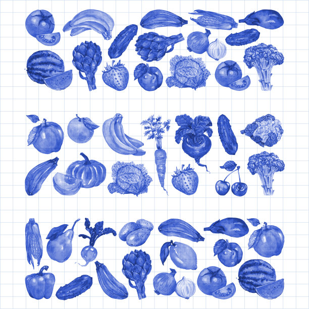 水果和蔬菜水彩画图片下载