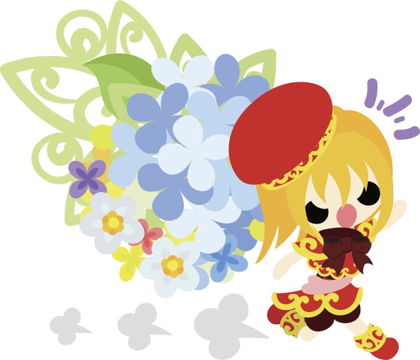 一个可爱的女孩和绣球花图片下载