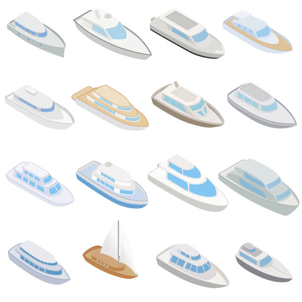 游艇图标设置，等距3d风格图片下载