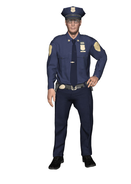 穿制服的警察手放在臀部站着图片下载