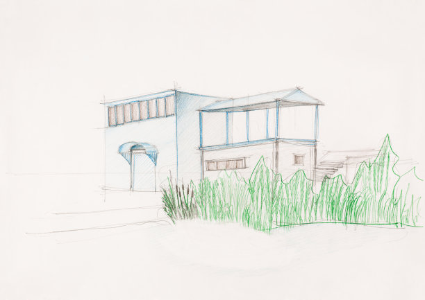 现代郊区住宅草图素材图片