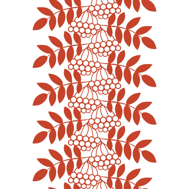 无缝ashberry秋季图案与月桂浆果和叶子。秋天图片下载