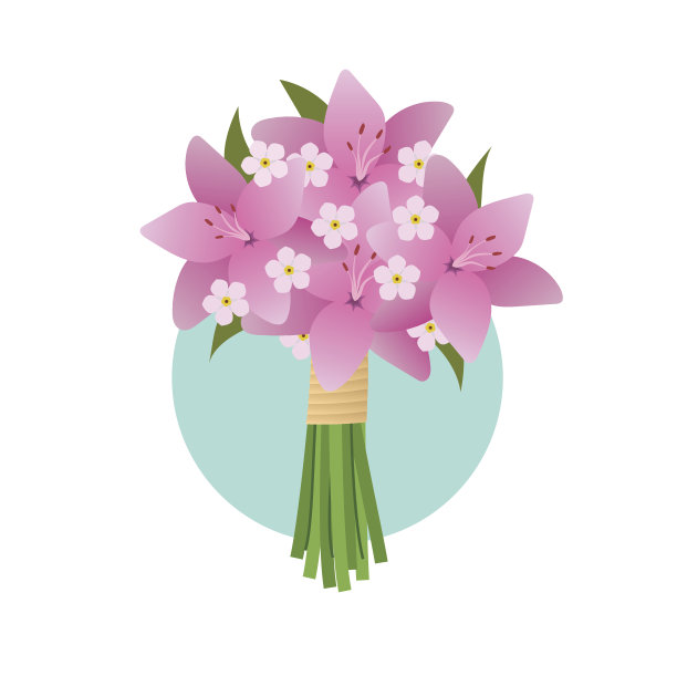 一束百合。婚礼，情人节或生日。图片下载