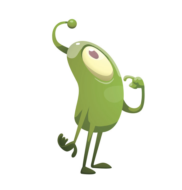 滑稽的绿色微生物站在那里沉思图片下载