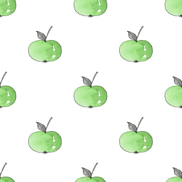 图案与卡通苹果。无缝的背景3图片下载