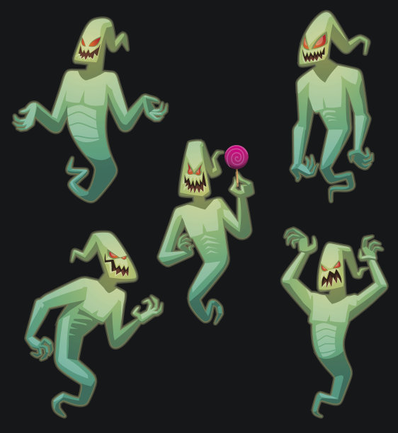 一组有趣的浅绿色幽灵图片下载