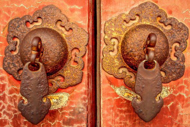 中国北京紫禁城的门把手图片下载