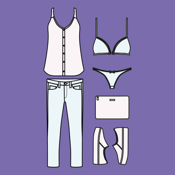 画在矢量上的一组女人的衣服图片下载