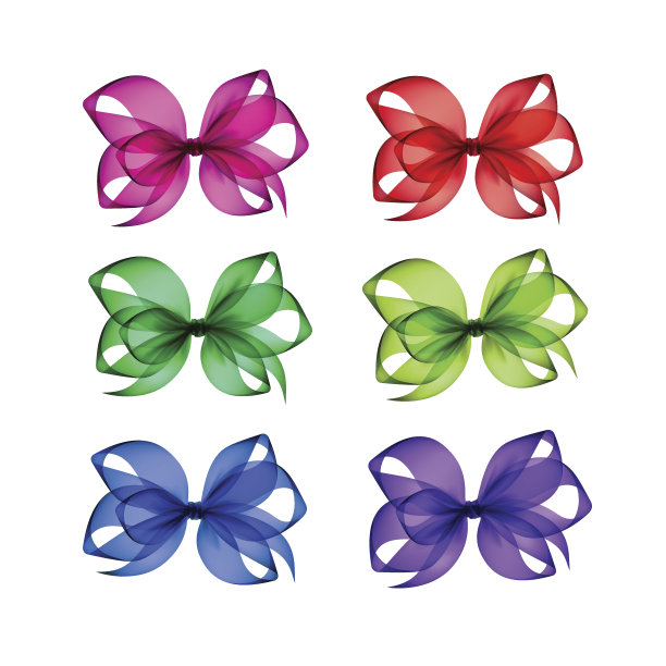 矢量一套彩色明亮透明的礼物弓图片下载