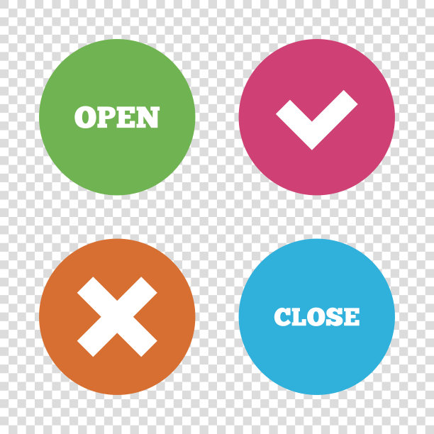 打开和关闭图标。检查或蜱虫。删除标志。图片下载