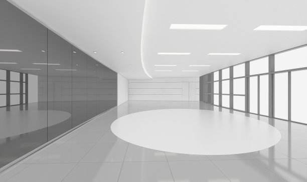 现代空房间，3d渲染室内设计，模拟插图素材图片