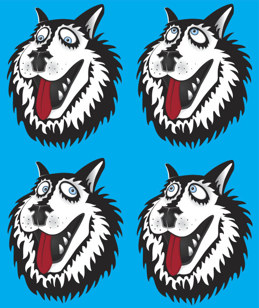 哈士奇狗肖像环顾矢量插图图片下载