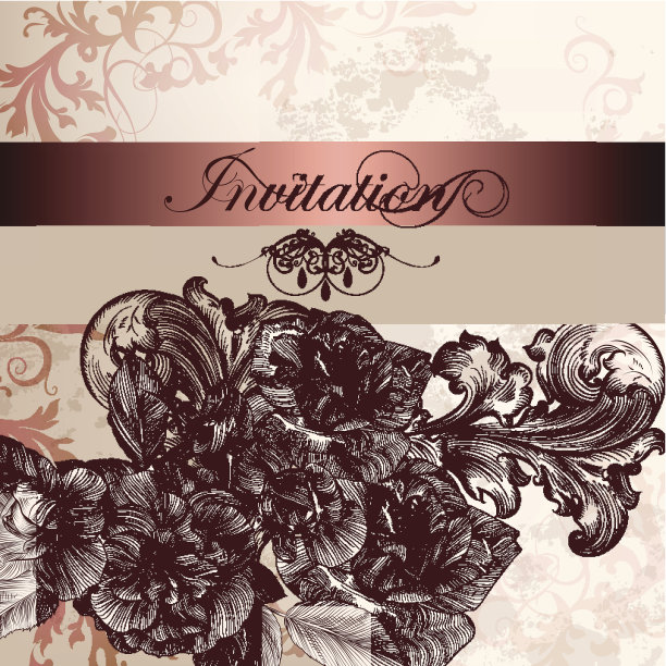 婚礼请柬与鲜花设计图片下载