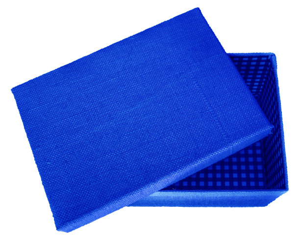 用粗麻布包裹的盒子-打开-深蓝色图片下载