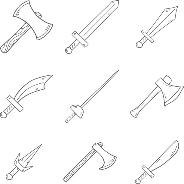 一套钢铁武器的对象图片下载