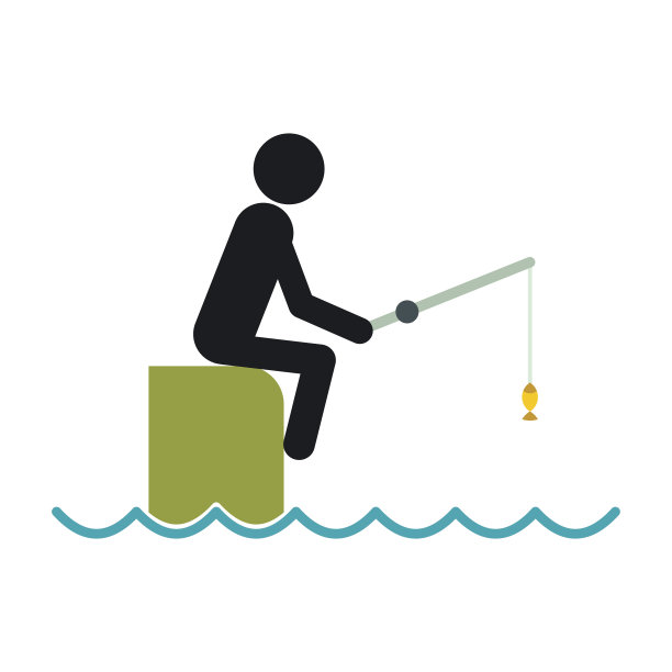 渔夫坐在码头上与竿图标图片下载