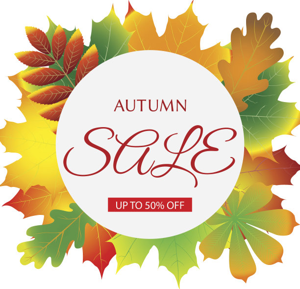 季节性的秋季销售背景与彩色的叶子图片下载