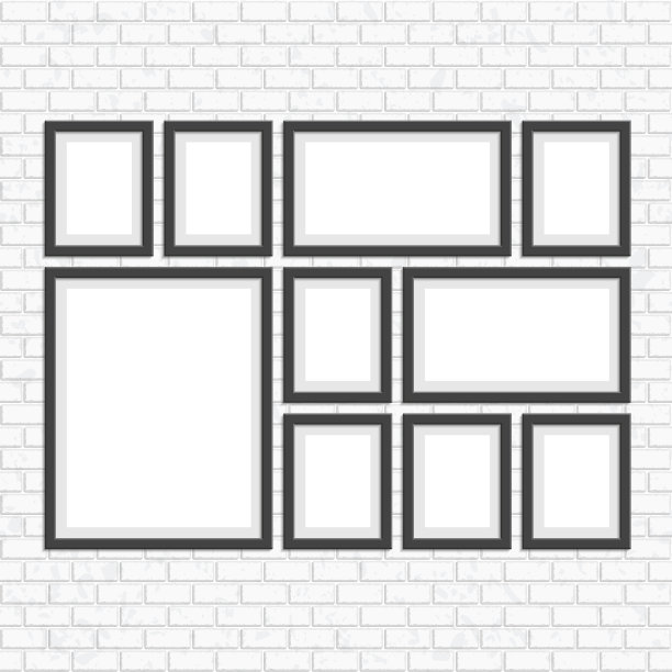 画框安装在砖墙上。图片下载