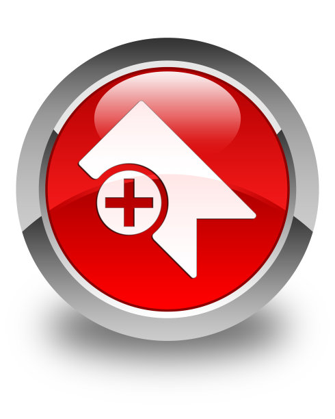 书签图标亮红色圆形按钮图片下载