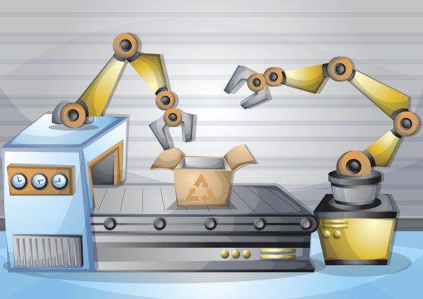 卡通矢量插图内部工厂与分离的层图片下载