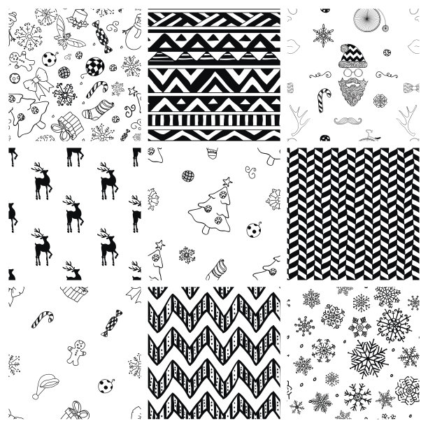 圣诞涂鸦无缝背景设置图片下载